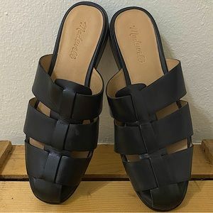 Madewell Black Leather Fisherman Sandal Mules